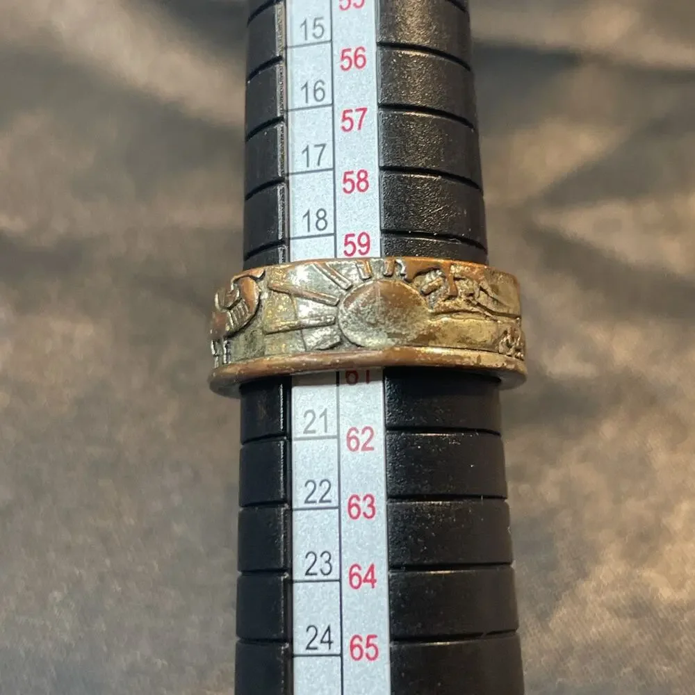 Vintage 1945 Silver Embossed Statement Ring Handmade Artisan Band Sz 9